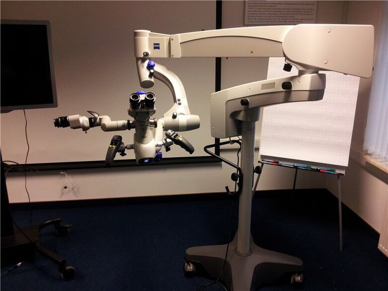 Operations in the eye are performed using a very accurate microscope